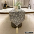 thumbnail image 6 of The HomeCentric Designer Silver Table Runner 4 - 6 Seater Table Runner (14 x 64 inch), Foil, Textured, Tassel, Jacquard fabric Table Linen, Abstract Pattern Modern Style - Silvery Stardust, 6 of 10