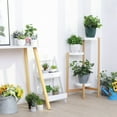 thumbnail image 3 of FATIVO 3-Tier Bamboo Plant Stand Flower Succulents Potted with Round White Shelvings, 3 of 5