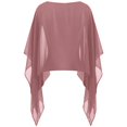thumbnail image 5 of Women's Trendy Chiffon Capelet Batwing Sleeves Elegant Flowy Evening Wedding Shawl Wrap Sheer Mesh Asymmetric Hem Summer Sun Protection Cover Up Lightweight Beach Vacation Outfits, Pink One Size, 5 of 5