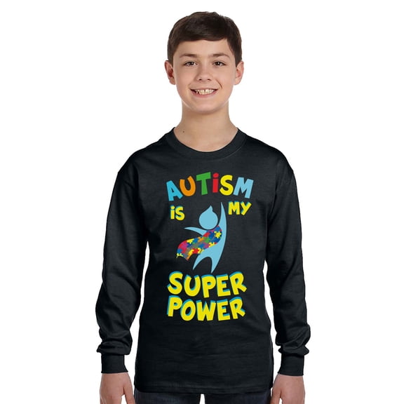 Autism Is My Super Power Youth Shirt Colorful Print XS S M L XL Autism Awareness Graphic Tee for Boys Girls