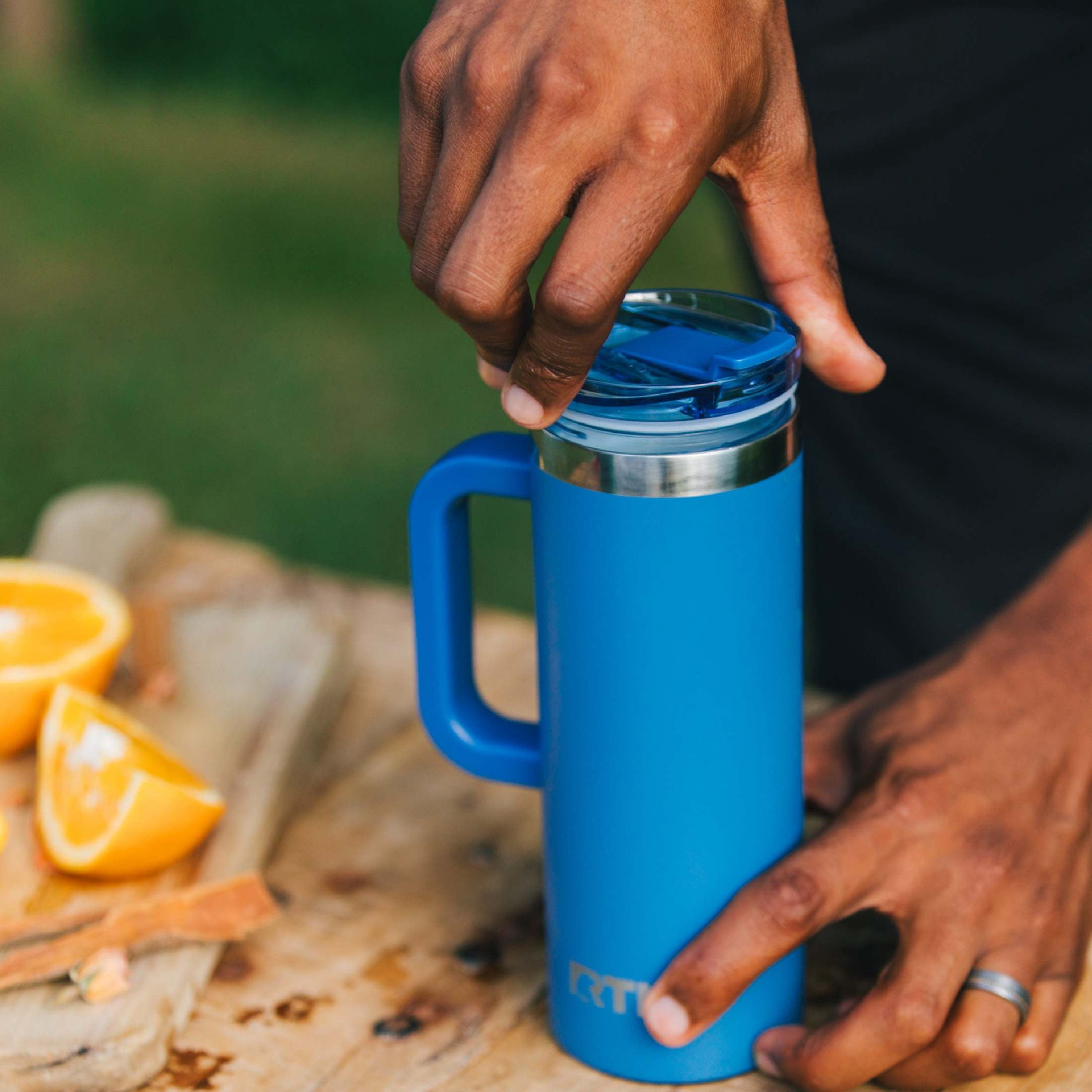 RTIC 20 oz Ceramic Lined Insulated Road Trip Travel Mug with Leak-Resistant Lid, Berry Jam