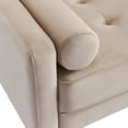 thumbnail image 4 of 57 Inch Wide Upholstered Two Cushion Loveseat w/ Bolster Pillows in Beige Velvet, 4 of 14