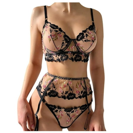 

XHJUN Women S Sexy Lace Lingerie Chemise With Garter Belt Set Print Sheer Bodysuit 3 Pieces Underwear Teddy Babydoll Bra And Panty Set