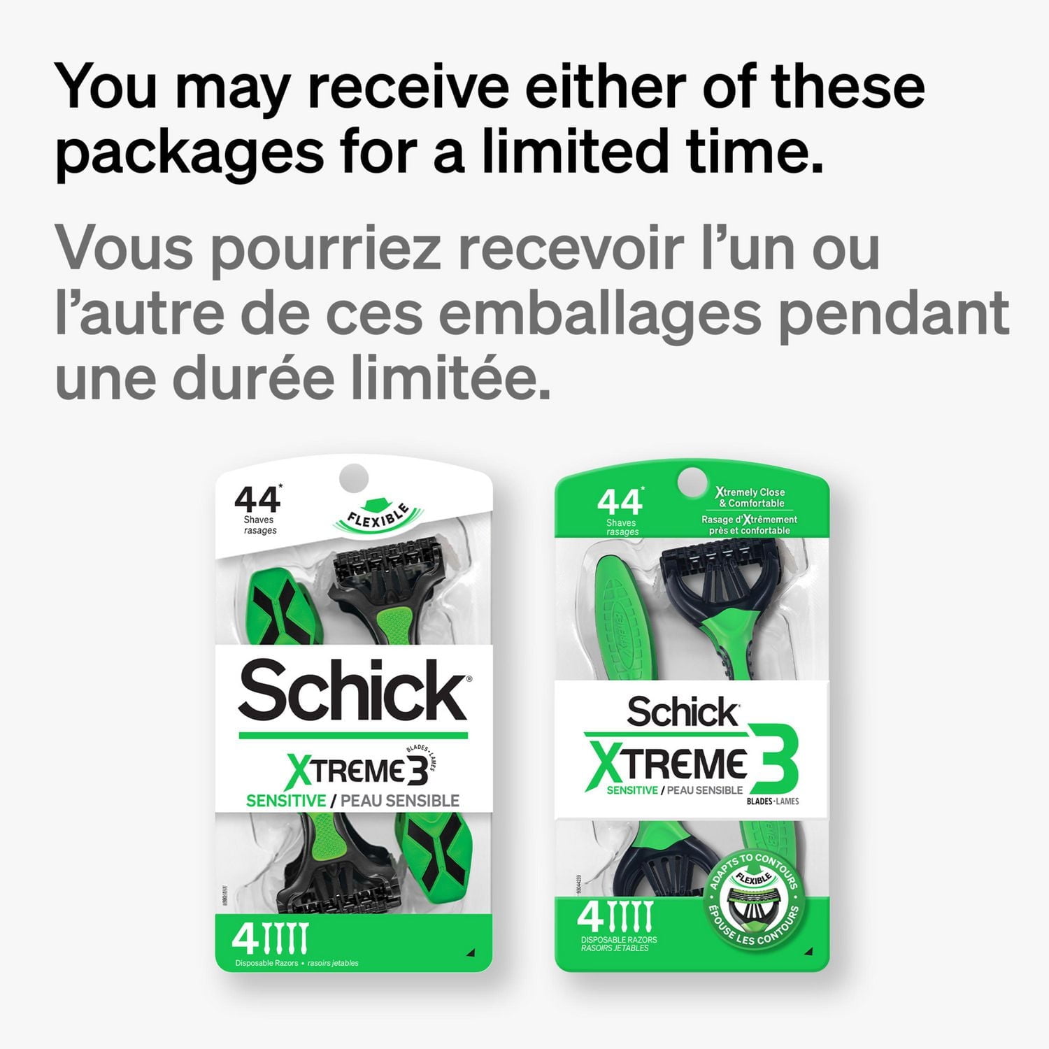 Schick Xtreme 3 Sensitive 3 Blade Disposable Razors for Men, 4 ct, 4 ct