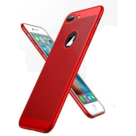 Heat Dissipation iPhone 8 Plus Case (Red) Breathable Cooling Hollow Cellular Hole Full Camera Lens Protection Ultra Slim Cover