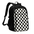 thumbnail image 1 of Balery Black and White Checkerboard Mochila con carga USB para hombre y mujer - Mochila impermeable y antirrobo para portátil con puerto USB para viajes, trabajo, estudios y universidad, 1 of 7