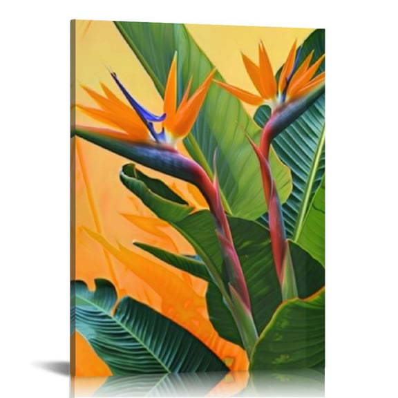 Pratyus Bird of Paradise Flower Canvas Wall Art Home Decor for Living Room Bedroom Office, Modern Kitchen Wall Pictures 12x16in