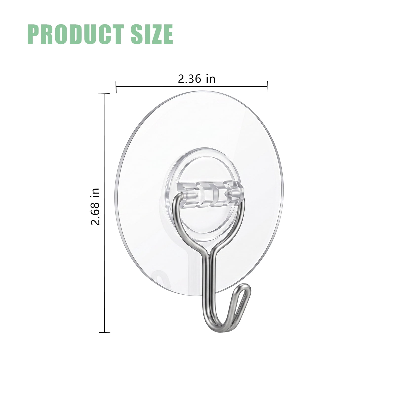 Koomade 12 Packs Adhesive Wall Hooks 13LB Heavy Duty No Drill Transparent Waterproof Hooks for Bathroom Kitchen Towel Coat Keys