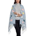 thumbnail image 3 of ZNDUO Vintage Blue Abstract Hearts Pattern Pashmina Shawls，Wraps Winter Warm Soft Scarf for Women, 3 of 8