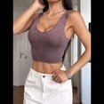 thumbnail image 4 of Camisola de Punto con Tirantes Finos para Mujer, Top Sin Mangas A Rayas Marrón S, 4 of 7