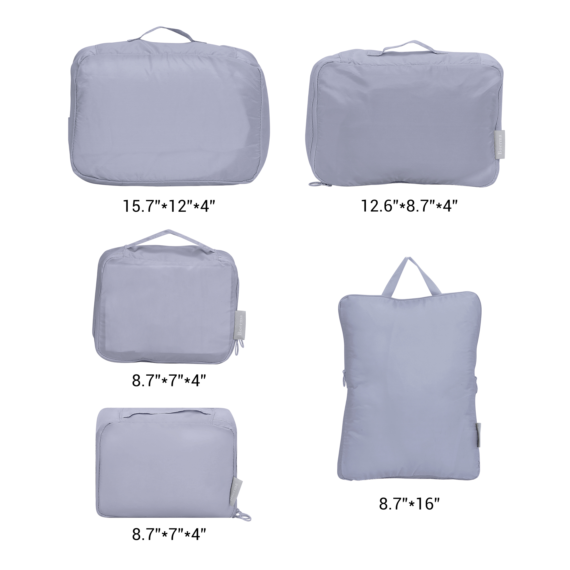 REGALWOVEN 6 Set Travel Bag for Storage,Lightweight Travel Essentials,Travel Accessories for Travel Toiletry Bag Sets Light Grey 15.5*12*4in