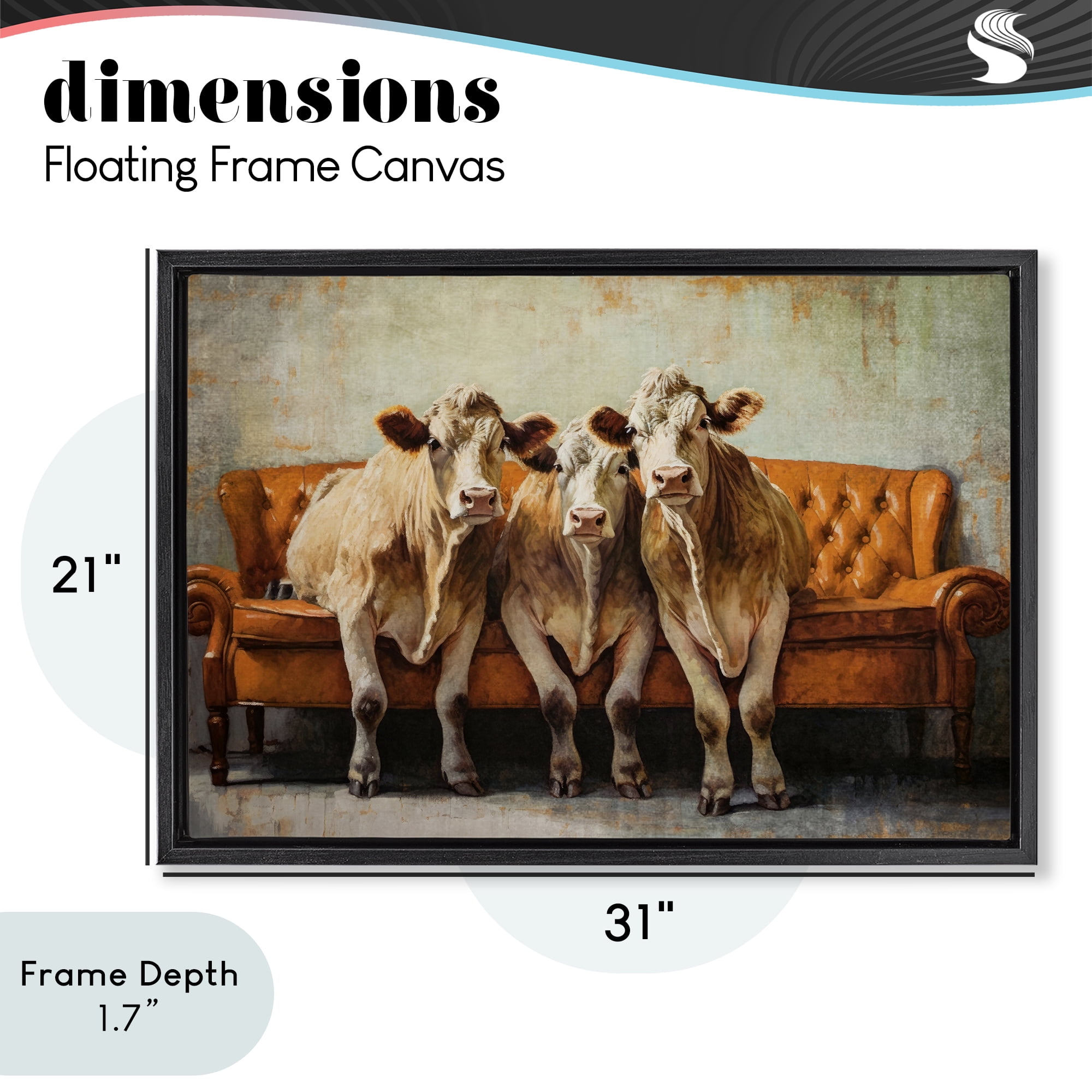 Stupell Industries Cows Just Chillin' Black Framed Floater Canvas Wall Art, design by Tina LeCour