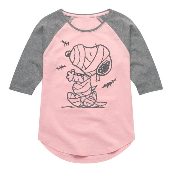Peanuts - Snoopy Mummy And Bats - Toddler & Youth Girls Raglan Graphic T-Shirt