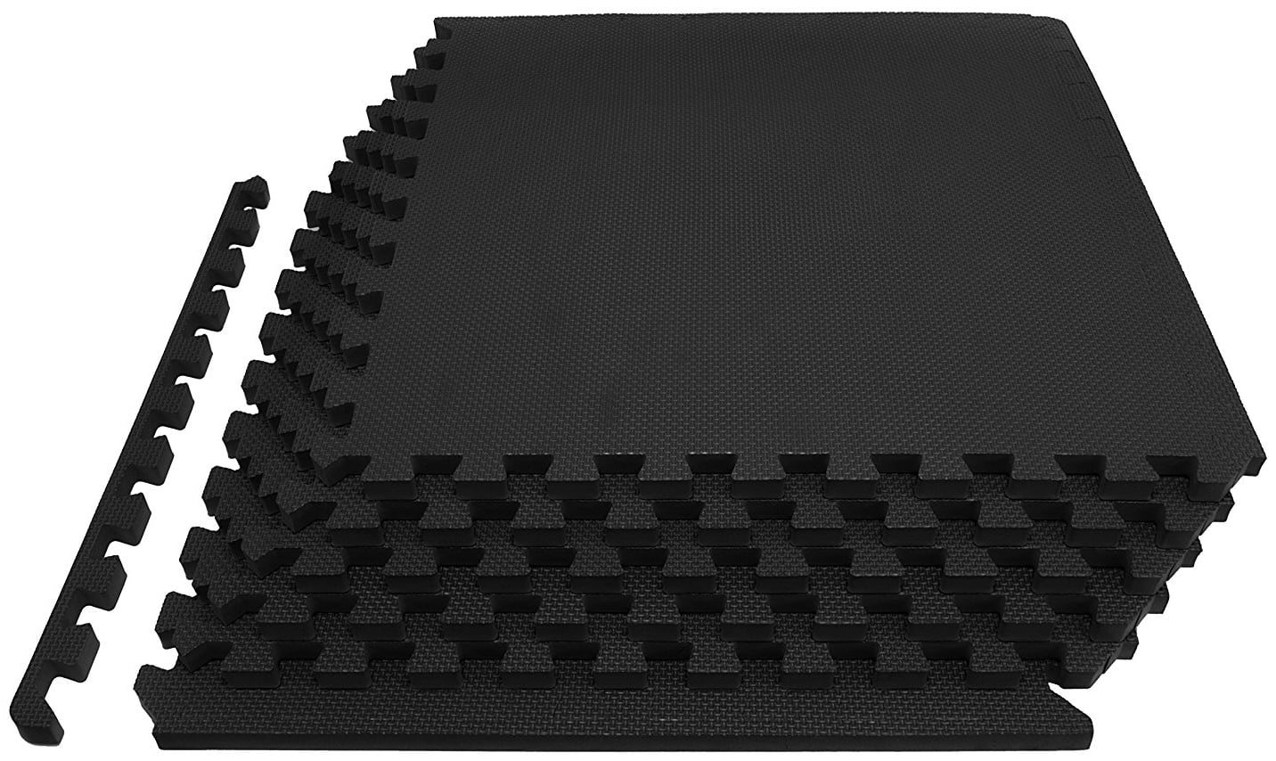 144 sqft black interlocking foam floor puzzle tile mat child gym flooring safety 