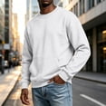 thumbnail image 4 of LODIENY Mens Crew Neck Sweatshirts with Arm Zipper Pockets and Kangaroo Pocket Long Sleeve Baggy Basic Athletic Fall Winter Sweatshirt White XXL, 4 of 7