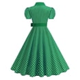 thumbnail image 3 of FRSASU Women's Tea Party Collar Short Sleeve Dress Retro Style Rockabilly Polka Dot Vintage Swing Dress Green, 3 of 5