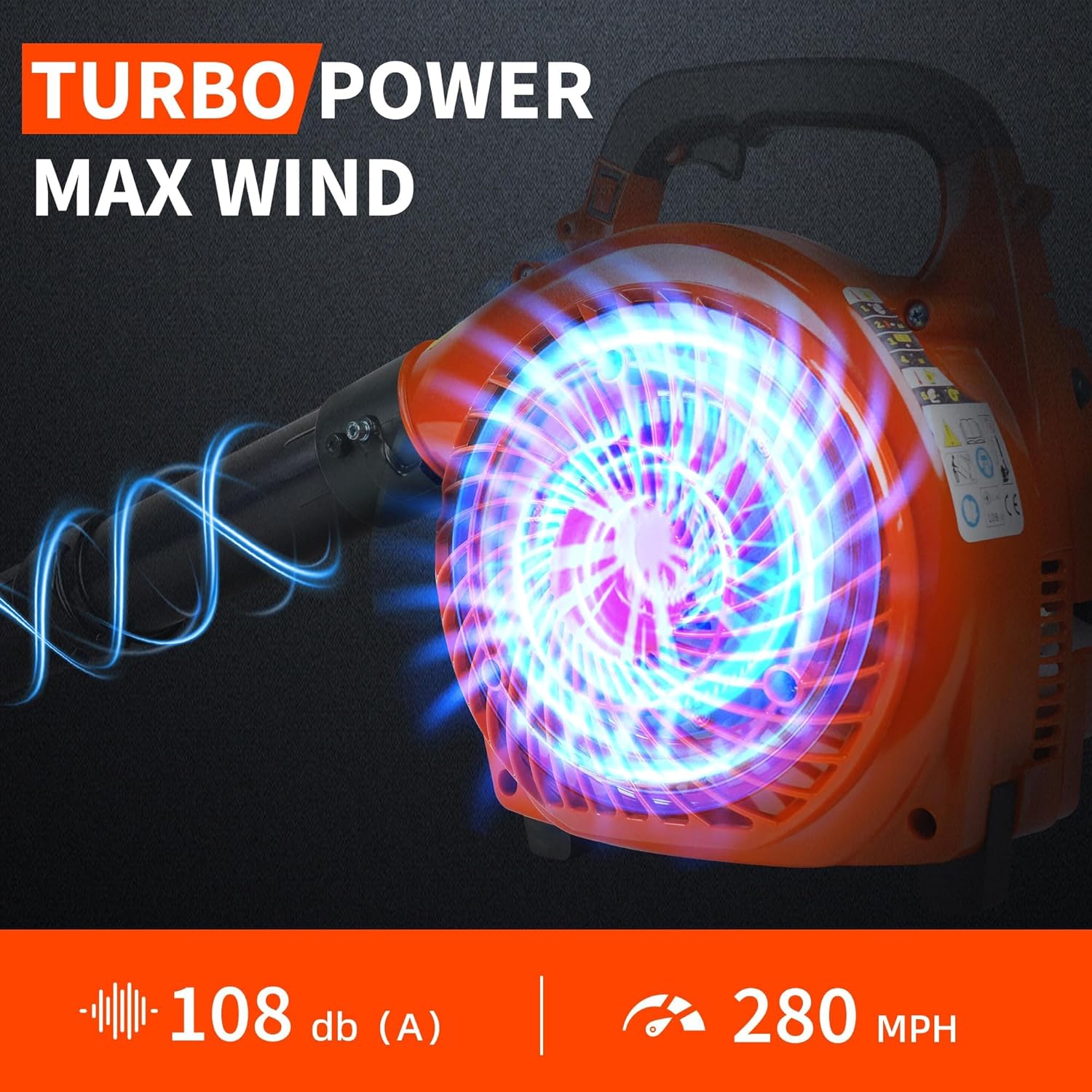 Garvee 280 mph at 490 CFM 28 CC, 2-Cycle Gas Handheld Leaf Blower, Orange