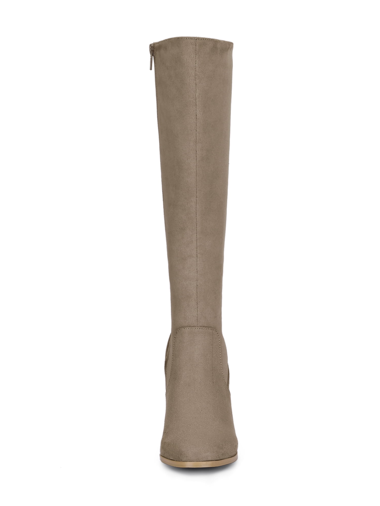 Women's Round Toe Block Heel Knee High Boots Taupe (Size 7) Women's Round Toe Block Heel Knee High Boots Taupe (Size 7)