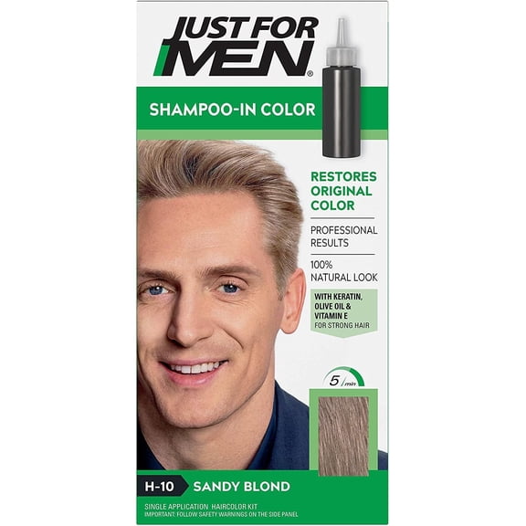 Just For Men Shampoo-in Hair Dye for Men, H-10 Sandy Blond - 6 Pack