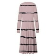 thumbnail image 5 of Cavosen Women' S Flowy Maxi Dress Pink Long Sleeve Fashion Dress High Waist V-Neck Calf Length Long Dress Striped Casual Dress Flowy Party Dresses Vacation Fall Winter Clothes M, 5 of 5