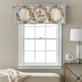 thumbnail image 3 of Hello Spring Valance Curtain for Windows Tulips Flowers Wreath Butterfly Blue Plaid Linen Rod Pocket Curtain Valances Short Window Treatments Panels for Kitchen Bathroom Laundry Basement 42 x 18 Inch, 3 of 9