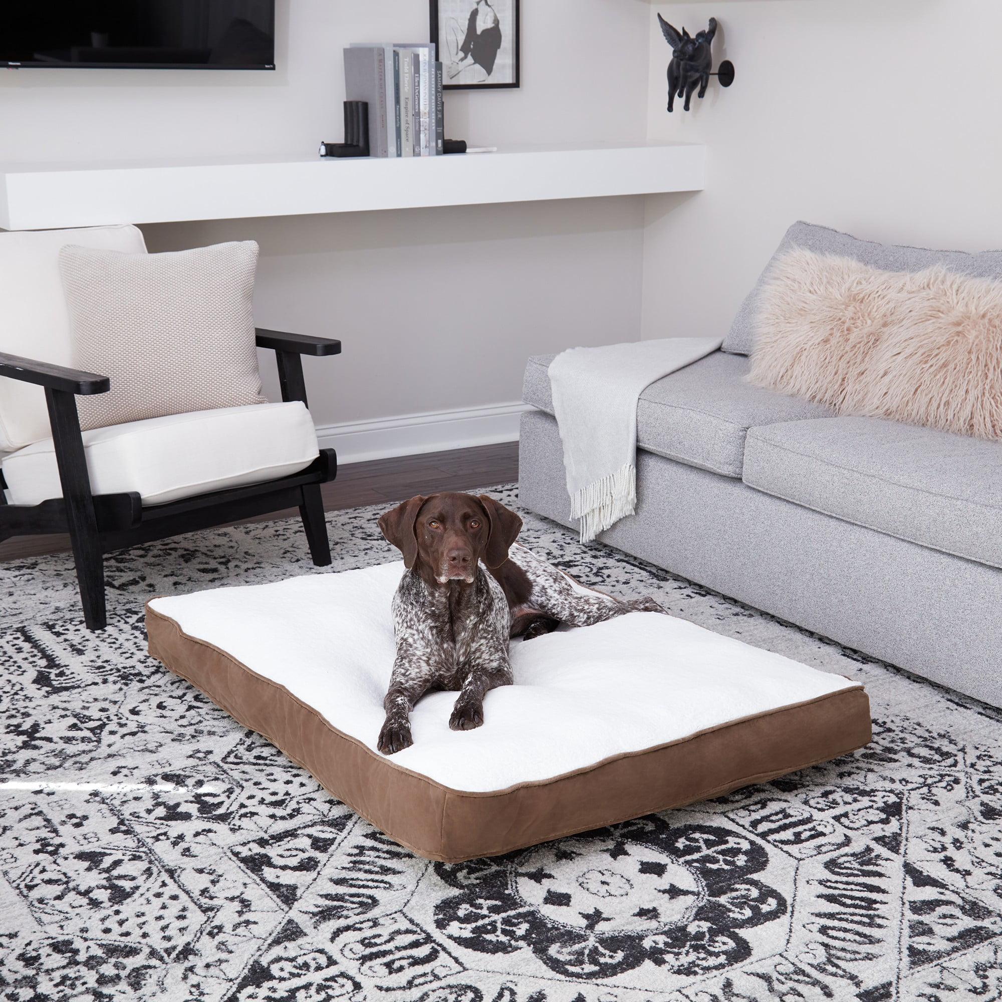 Happy Hounds Daisy Deluxe Sherpa Supportive Dog Bed, Latte, Large (48 x 36 in.)