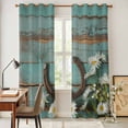 thumbnail image 5 of Kitchen Curtains 84 Inch Length 2 Panels, Daisy Flower Grommets Window Treatment Curtain, Vintage Horseshoes Farmhouse Wooden Grain Teal Thermal Curtains Drapes for Living Room/Bathroom, 5 of 9