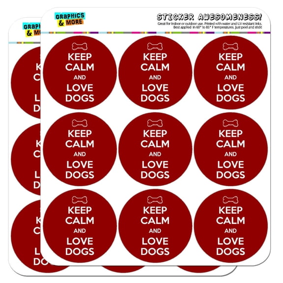 Keep Calm And Love Dogs Dog Bone 2" Scrapbooking Crafting Stickers