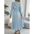 thumbnail image 5 of Yesfashion Autumn and Winter Elegant Women's Dress Stand Up Collar Long Sleeved Waist Cinched Long Skirt, 5 of 9