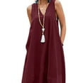 thumbnail image 3 of Gvmfive Women Casual Sleeveless Backless Cotton Linen Loose Long Dress, 3 of 4