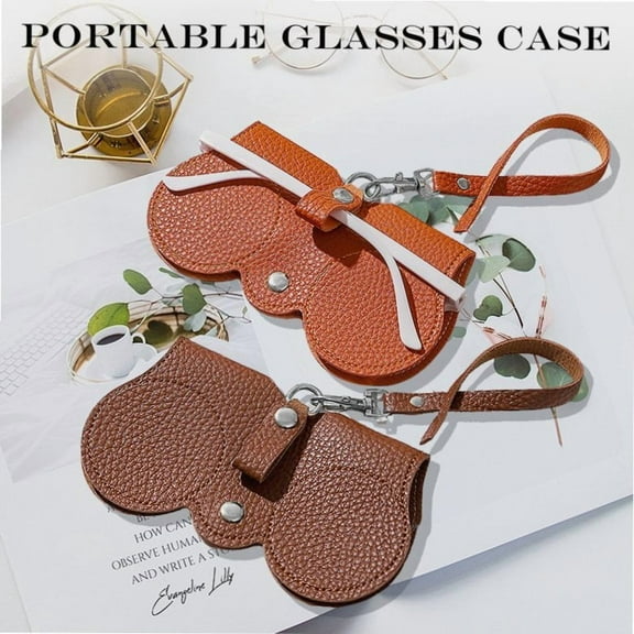 1 Count Soft Leather Sunglasses Bag, Leather Glasses Case Holder Portable Slim Sunglasses Pouch Soft Eyeglasses Bag Eyewear Sleeve