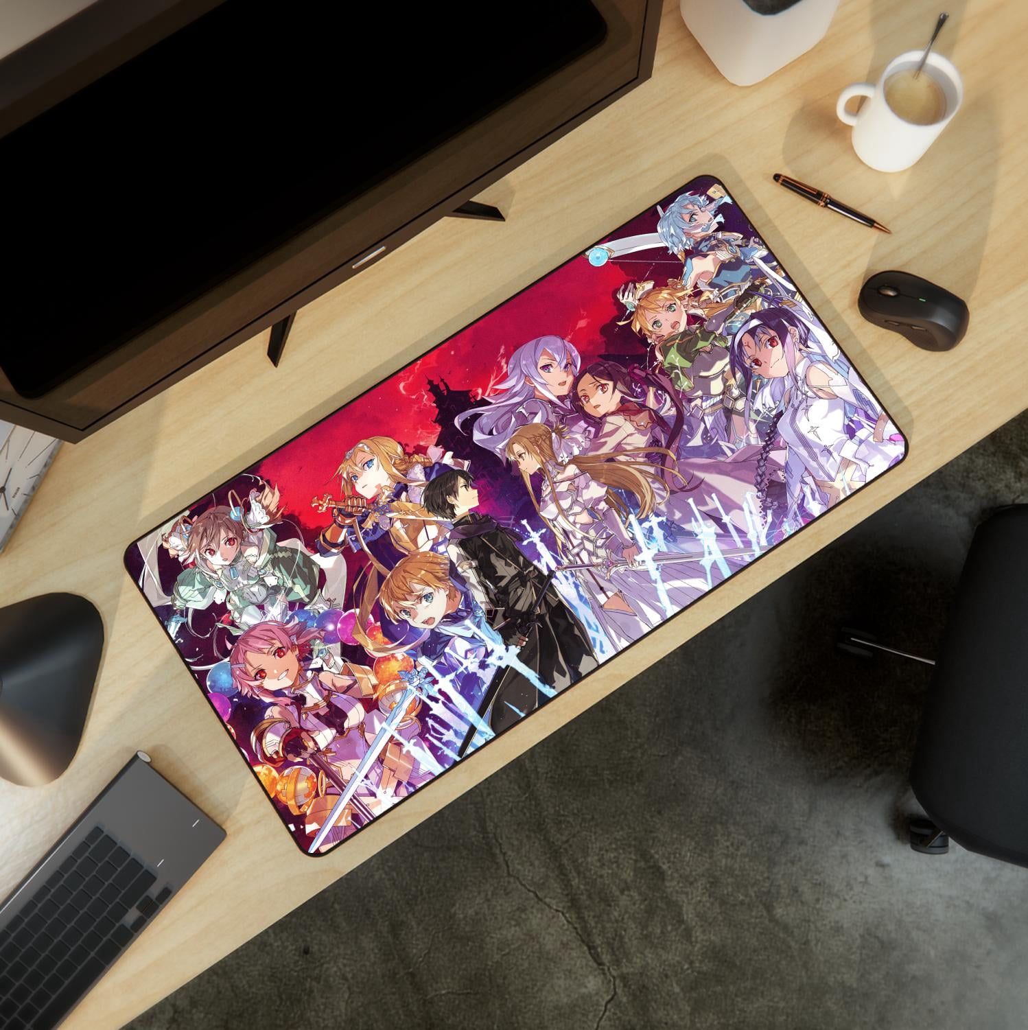 Sword Art Online Anime Gaming Mousepad, Large Extended Desk Mat with Character Design