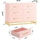 thumbnail image 4 of Moderno 6-cajón cómoda dormitorio & sala de estar: blanca o rosa, gold handles, waterproof mdf, smooth glide cajones, tapered metal legs - ideal mesa de TV & hallway almacenamiento organizer, 4 of 6