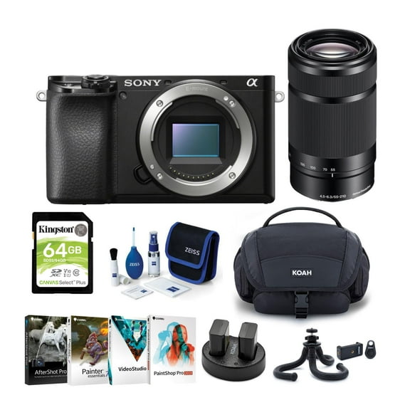 Sony Alpha a6100 APS-C Mirrorless Camera Body and 55-210mm f/4.5-6.3 Lens Bundle