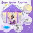 thumbnail image 3 of EVOIONOS Princess Tent for Girls Age 4-7, Princess Tent with Star Lights, Kids Play Tent for Girls Indoor, Princess Castle Playhouse Tent for Toddlers, Purple Princess Toy Tent 55x53 inch, 3 of 5