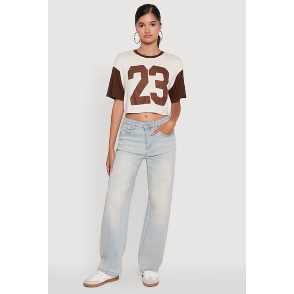 Womens 23 Graphic Cropped Football T-Shirt