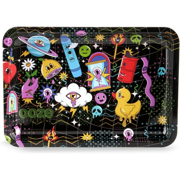 Ooze Metal Cigarette Ashtray - (Time Warp, Small (7.4" x 5.5"))