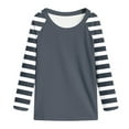thumbnail image 4 of Linfrsh Toddler Long Sleeve Shirt Girl Girls Shirts Casual Long Sleeve Crewneck Loose Striped Sweatshirts Pullover Tops Dark Gray,7-8 Years, 4 of 5