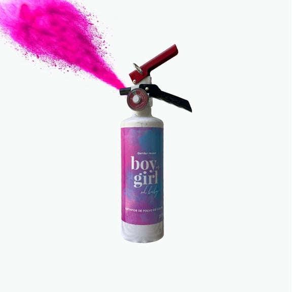 Gender Reveal Revelación De Género Extintor Rosa 750 Gr. 2 Piezas