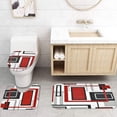 thumbnail image 6 of 4 Pcs Burnt Orange Shower Curtain Sets with Non-Slip Rugs, Toilet Lid Cover and Bath Mat, Modern Abstract Geometric Shower Curtain with 12 Hooks, Black Grey Bathroom Set, 6 of 7