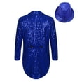 thumbnail image 2 of Alvivi Kids Boys Shiny Sequins Tailcoat Blazer with Fedora Hat Wedding Party Tuxedo Suit Dress Coat Blue 10, 2 of 7