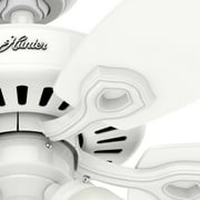 Hunter 52 inch Indoor Ceiling Fan with LED Lights - White Ceiling Fan with Pull Chain, For Bedroom or Living Room, Standard Mount, No Remote, 5 Blades, Includes Bulbs - Builder Plus 53236, Snow White