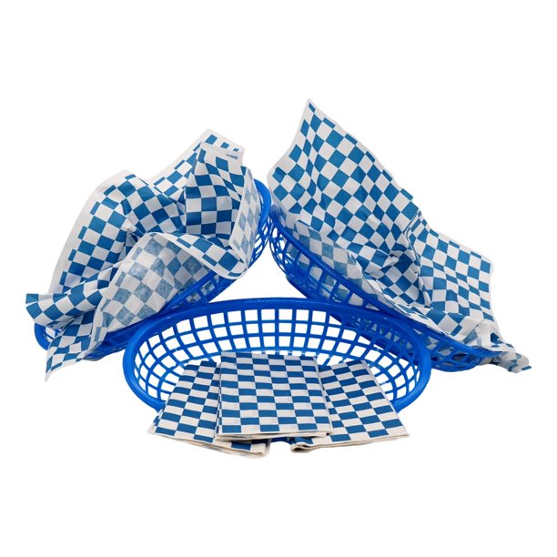 Reusable Plastic Food Baskets with Disposable Liners Bundle (Yellow) 3