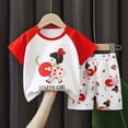 thumbnail image 2 of mgoYE 4t Boys Clothes Boys Sleeveless Tank Top Cartoon Print + Shorts Set 2 Piece Soft Cotton Summer Play Clothes|Red 3-4 Years, 2 of 4