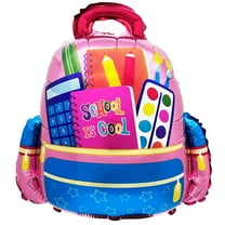 24 inch Party Brands School Is Cool Backpack - Pink Foil Mylar Balloon - Party Supplies Decorations