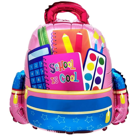 24 inch Party Brands School Is Cool Backpack - Pink Foil Mylar Balloon - Party Supplies Decorations