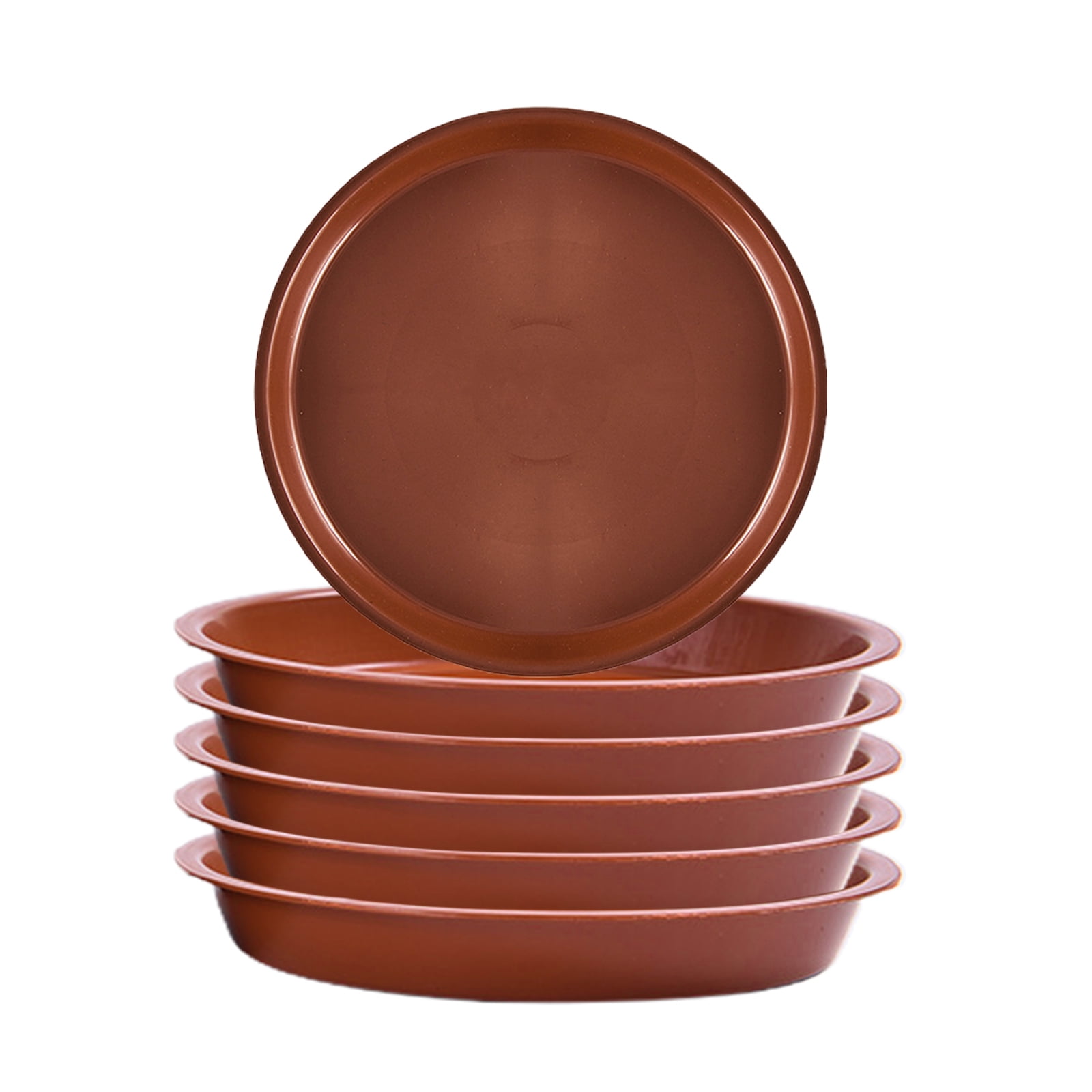 6 Pcs 11.8 Inch Plant Saucer Drip Trays,Plastic Plant Pots Saucers,Durable Flower Pot Saucer for Indoors Outdoor Garden,Brown