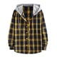 thumbnail image 1 of Camisas Casuales Para Hombre Camisa a cuadros para hombre Trend Hip Hop Cárdigan con capucha (Yellow, M), 1 of 6