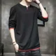 thumbnail image 3 of Ropa para hombre Sudadera con capucha Camiseta holgada con empalmes para hombre Camiseta gráfica de moda Harajuku con estilo coreano Camiseta de una pieza normal a granel, 3 of 5