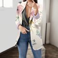 thumbnail image 4 of Sacos y Chaquetas de traje Abrigo de traje de manga larga con cuello estampado de flores y ajuste versátil estilo informal de otoño e invierno para mujer,blazer moda（Rosa， XXXL), 4 of 5